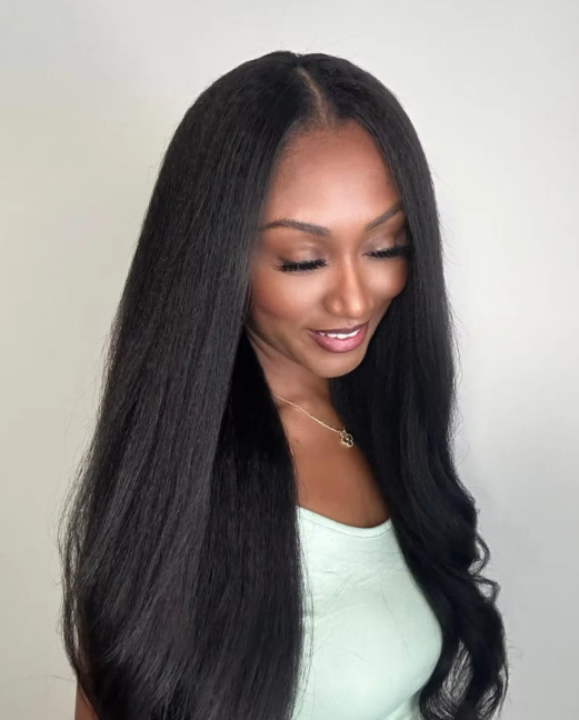 Raw Hair Clip Ins | Kinky Straight Seamless PU Weft Raw Hair Extensions 8pcs With 18 Clips
