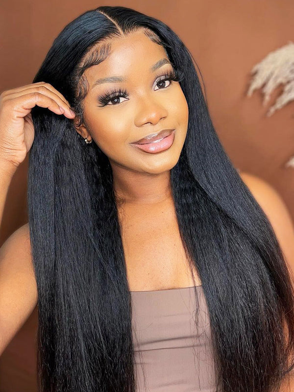7x6 PreMax Wigs | Kinky Straight Tiny Knots Glueless 7x6 HD Lace Wig Super Natural Hairline