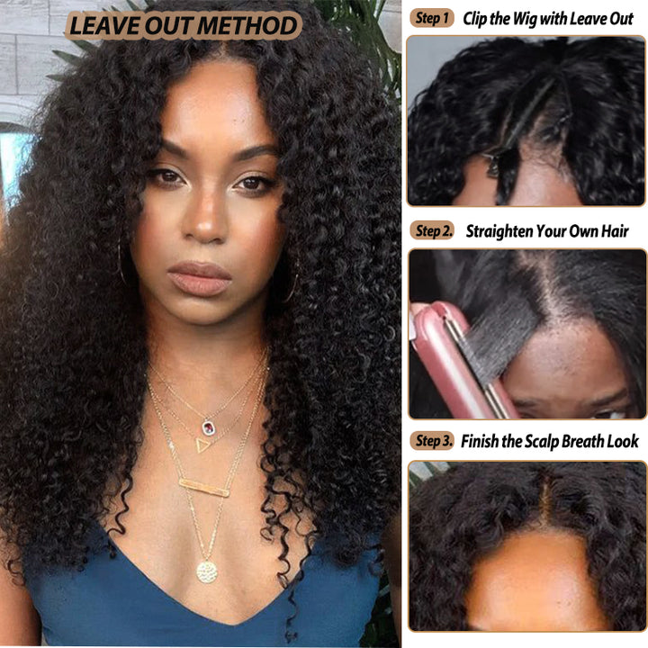 3C/4A Curly Wave Upgraded V Part Wig No Leave Out U Part Lace Wig 100% Virgin Human Hair