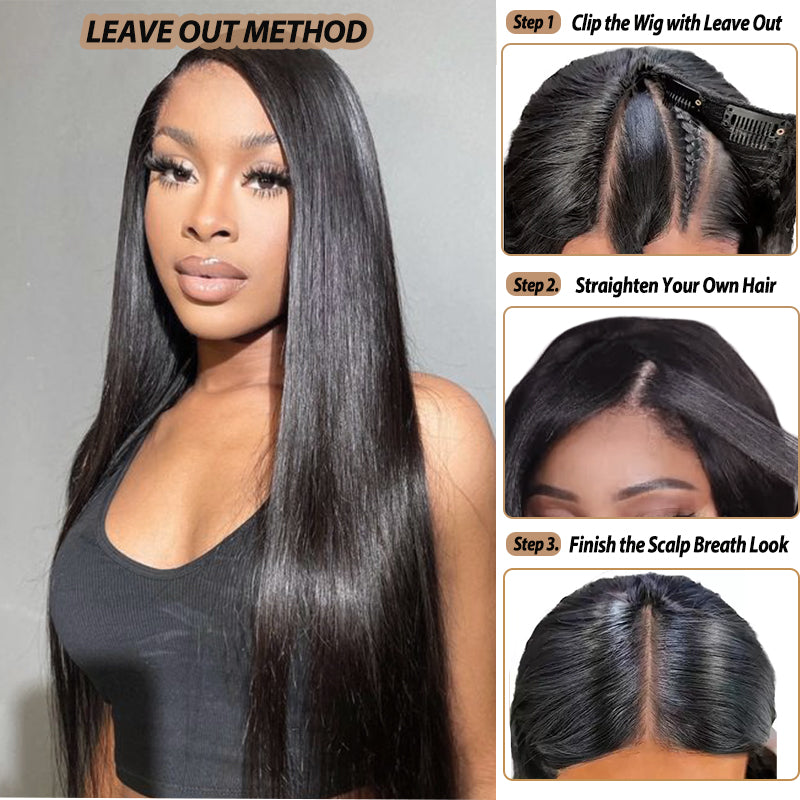 Straight V Part Wig No Leave Out Upgraded V Part Wig 100% Human Hair