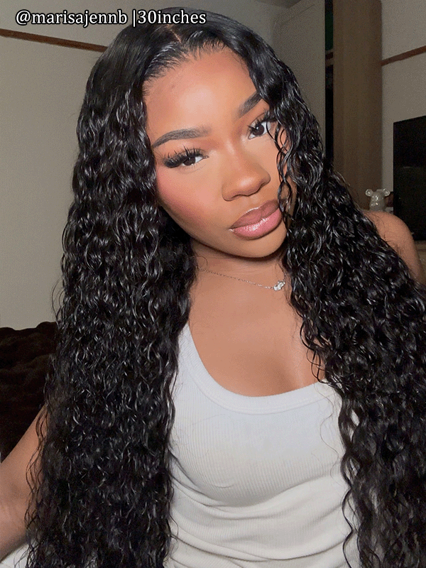 Crazy Sale | @bigekane & @georgiaokun Recommend 16"-34" Water Wave 13x6 Full Lace Frontal Wig No Code Needed