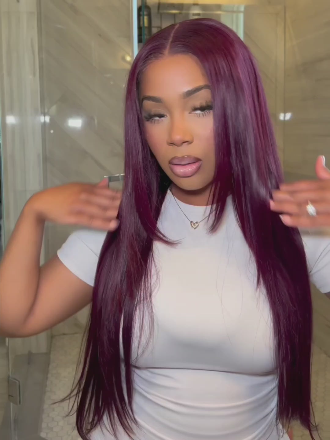 Black Cherry Burgundy Layered Cut Silky Straight Human Hair Wig