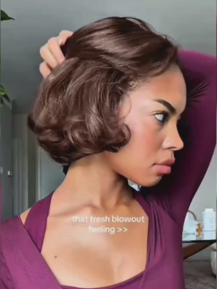 #4 Chocolate Brown Pixie Cut Loose Body Wave Wig Short 7x6/13x6 Lace Human Hair Wigs