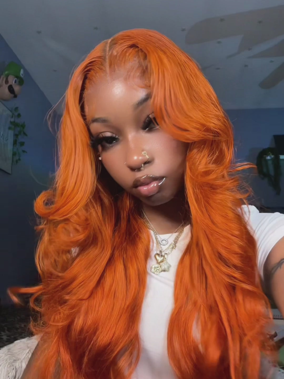 Orange Ginger Butterfly Layered Cut Loose Body 13x6 FULL Frontal Lace Human Hair Wigs