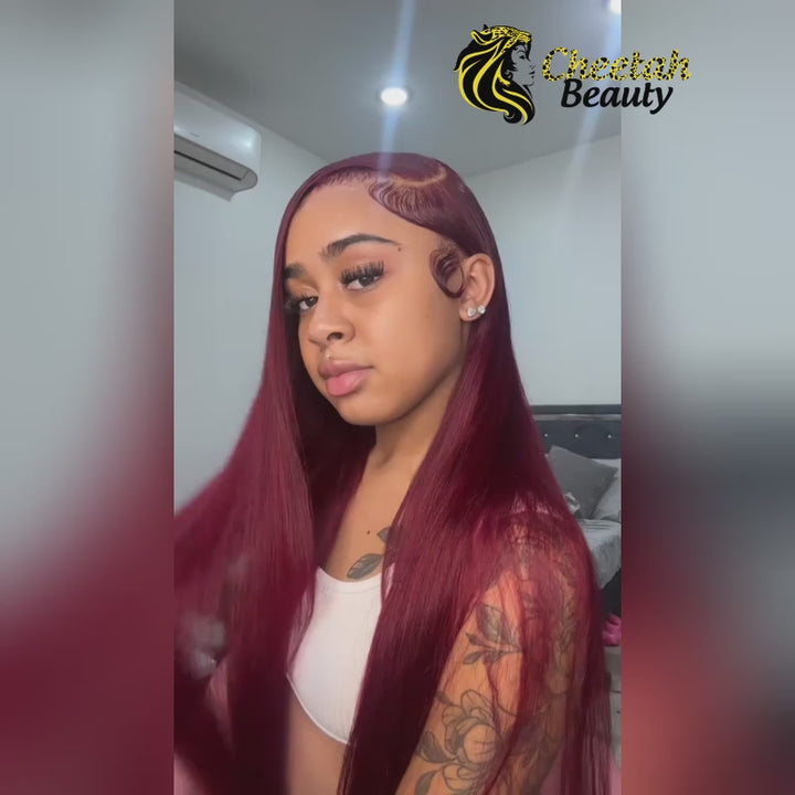 Flash Sale | bigekane Recommend 99J Burgundy 13x6 Body Wave Wig 16-34 Inches Transparent Lace Front Human Hair Wig