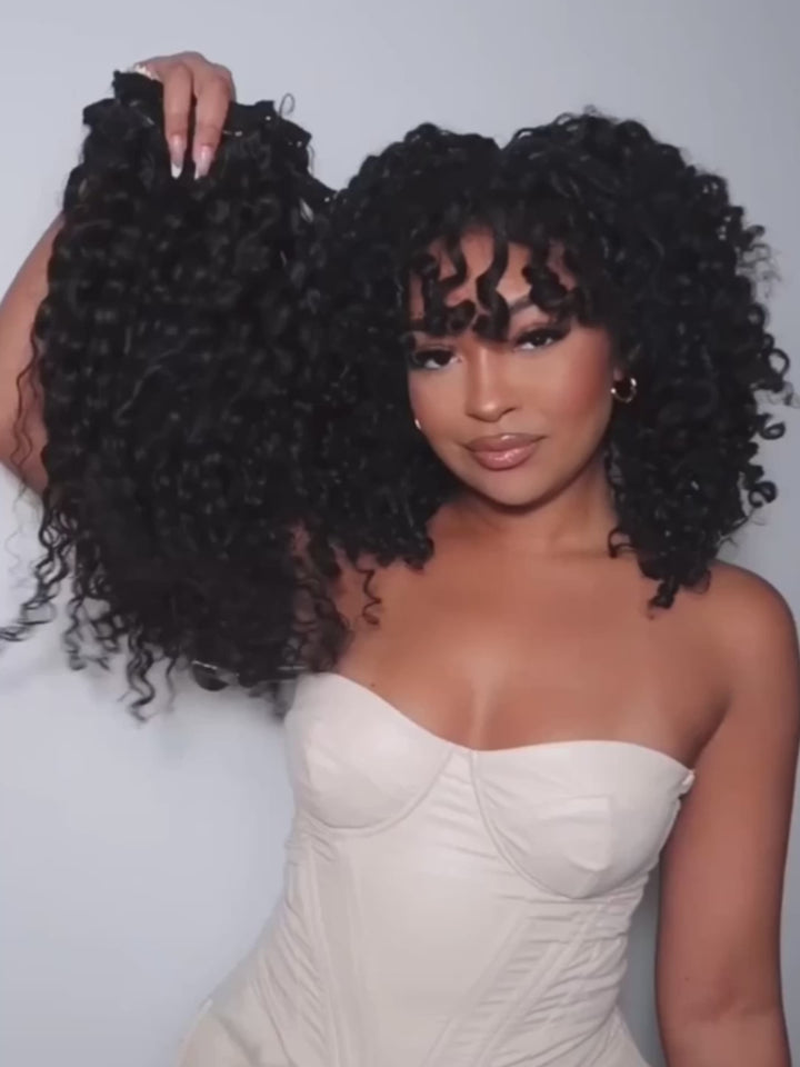 Extensions de cheveux bruts à clips | Extensions de cheveux bruts bouclés birmans sans couture, trame PU, 8 pièces avec 18 clips 