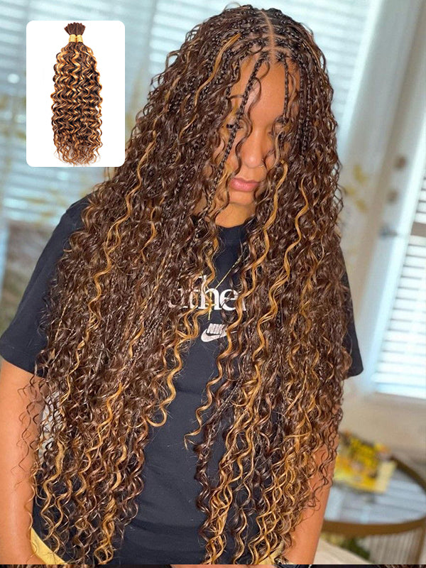 4/30 Boho Braids Water Wave Hair Bulk For Braids 100% Human Hair Extensions 100g
