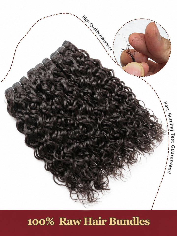 Raw Hair | Water Wave Bundles Deal 100% Raw Virgin Human Hair With HD Closure &amp; Frontal