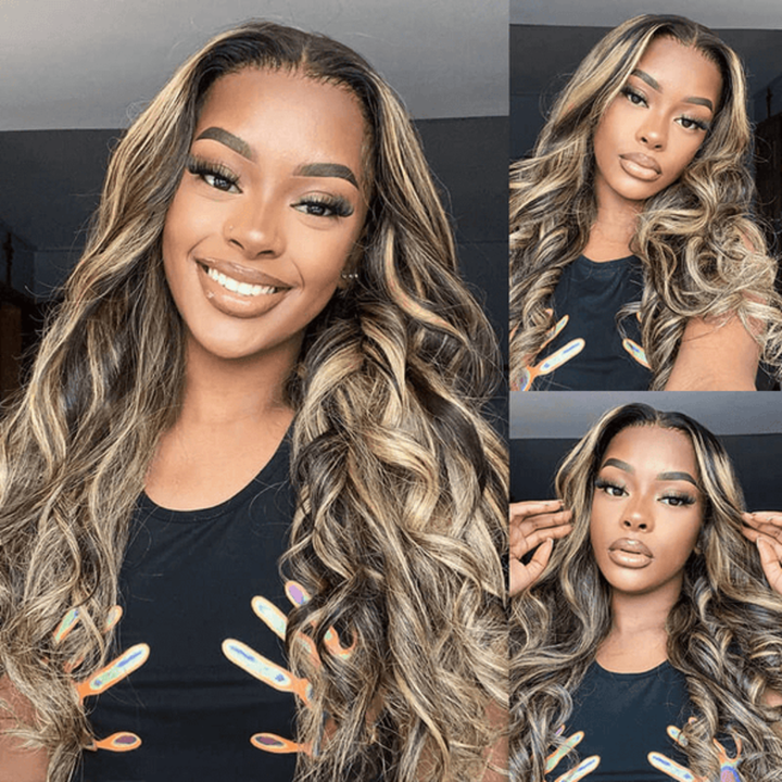 Wear & Go | FB27 Balayage Pre-Bleached Body Wave Glueless Wig Invisible Lace Wig Dome Cap Wigs