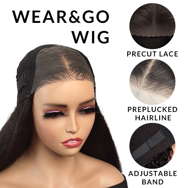 Wear & Go | 6x4.5 Quick & Easy Glueless Wig Kinky Straight Glueless Lace Wig With Breathable Cap Air Wig