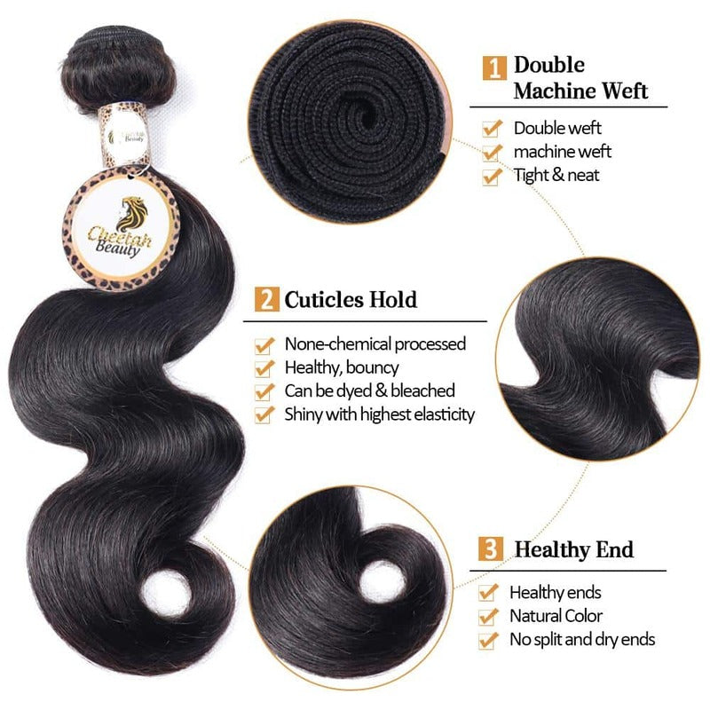 10A Body Wave 3 Bundles Cuticle Aligned Virgin Human Hair Extension