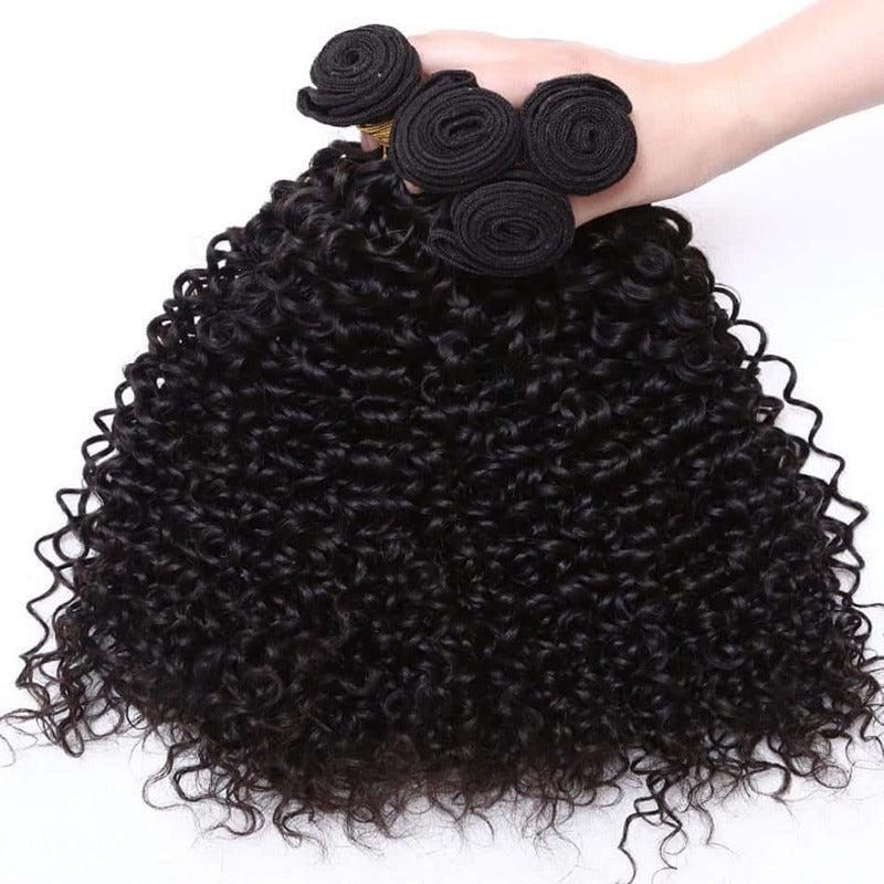 10A Curly Wave Bundles With 360 Lace Frontal 100% Virgin Human Hair