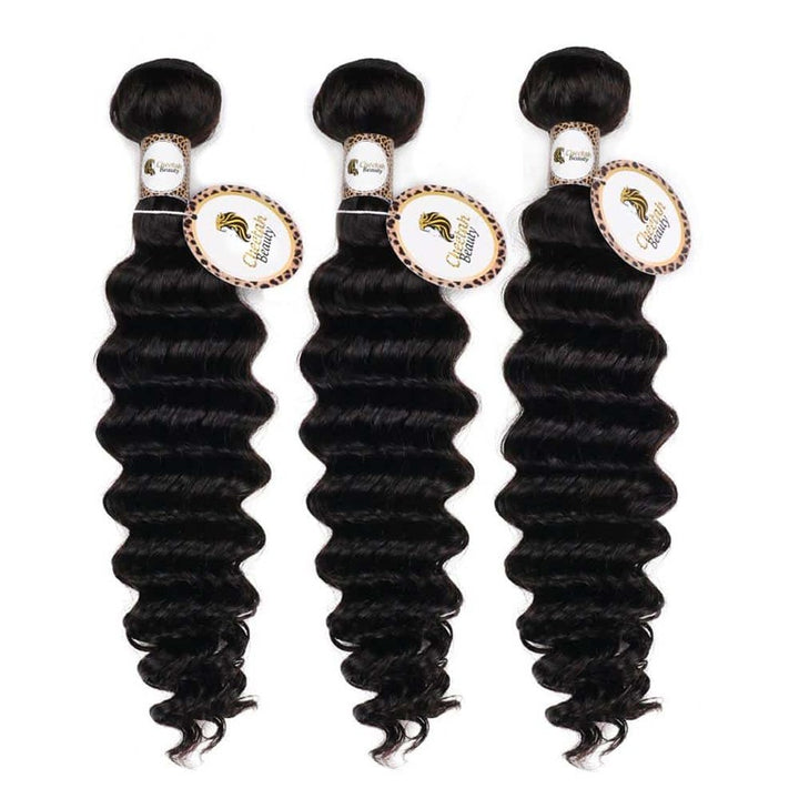 10A Deep Wave 3 Bundles 100% Cuticle Aligned Virgin Human Hair Extensions