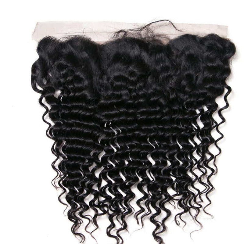 10A Deep Wave Bundles With 13x4 Lace Frontal 100% Virgin Human Hair