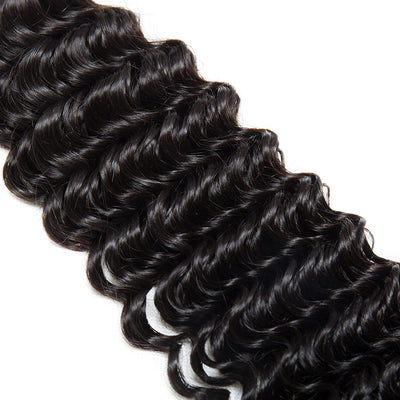 10A Deep Wave Bundles With 13x6 Lace Frontal 100% Virgin Human Hair