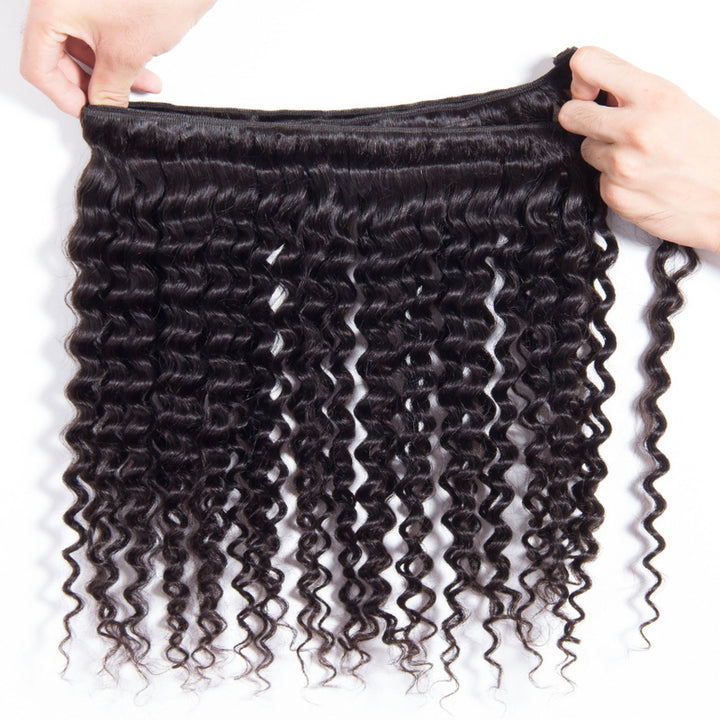 10A Deep Wave Bundles With 13x6 Lace Frontal 100% Virgin Human Hair