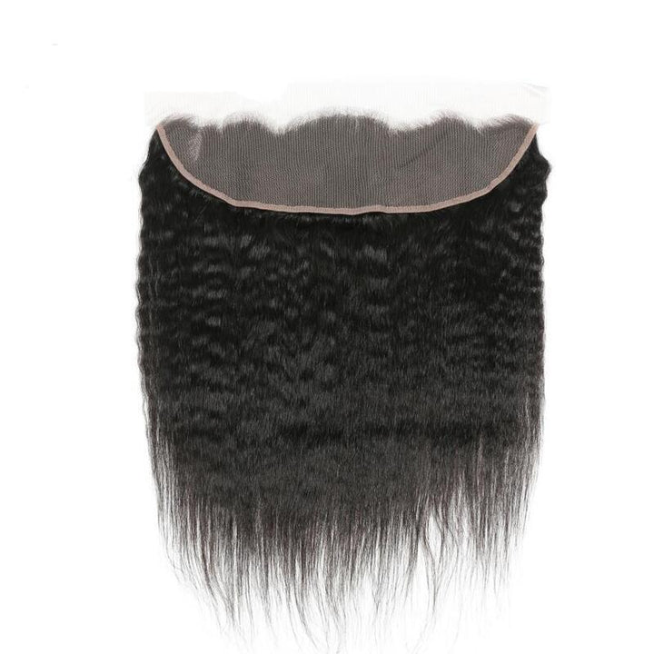 10A Human Hair Extensions Kinky Straight Bundles With 13x4 Lace Frontal