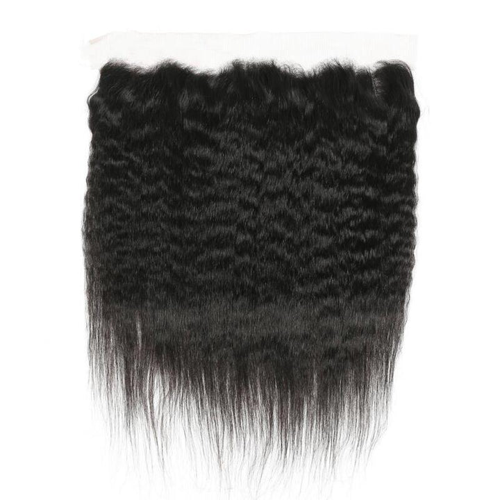 10A Human Hair Extensions Kinky Straight Bundles With 13x4 Lace Frontal