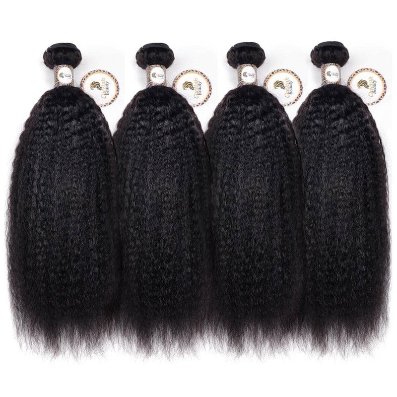 10A Kinky Straight Bundles With 13x6 Lace Frontal 100% Human Hair