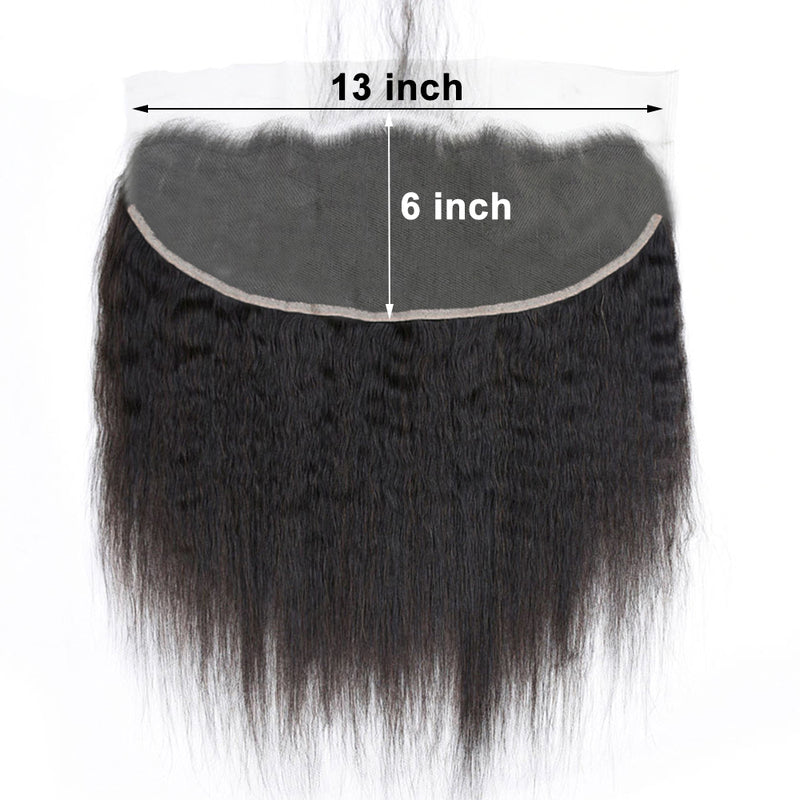 10A Kinky Straight Bundles With 13x6 Lace Frontal 100% Human Hair
