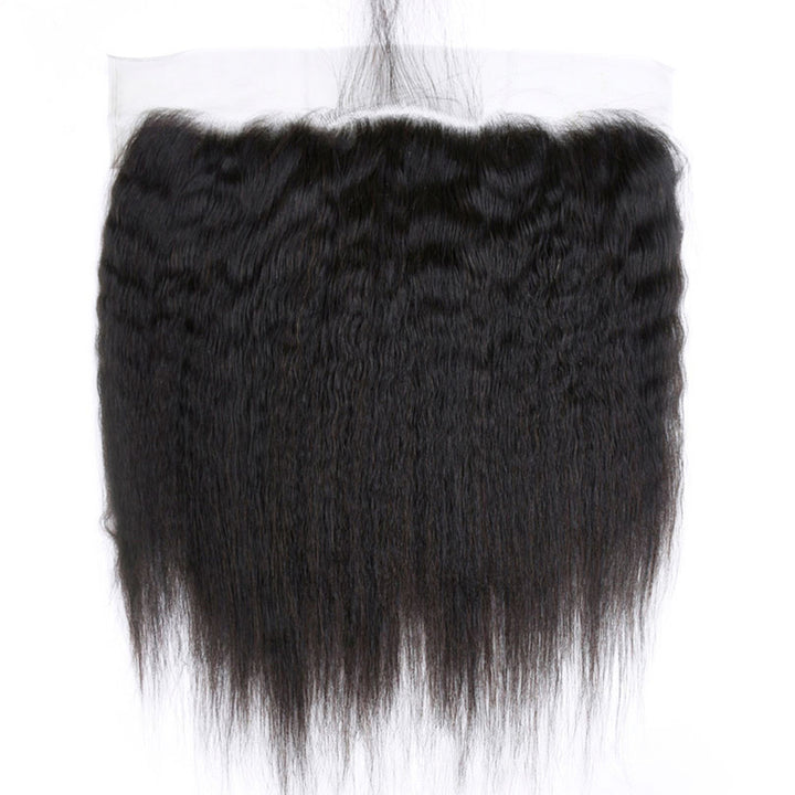 10A Kinky Straight Bundles With 13x6 Lace Frontal 100% Human Hair