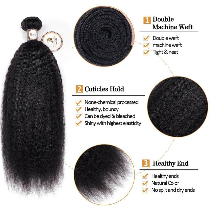 Kinky Straight Bundles With 360 Lace Frontal 10A Human Hair Extension