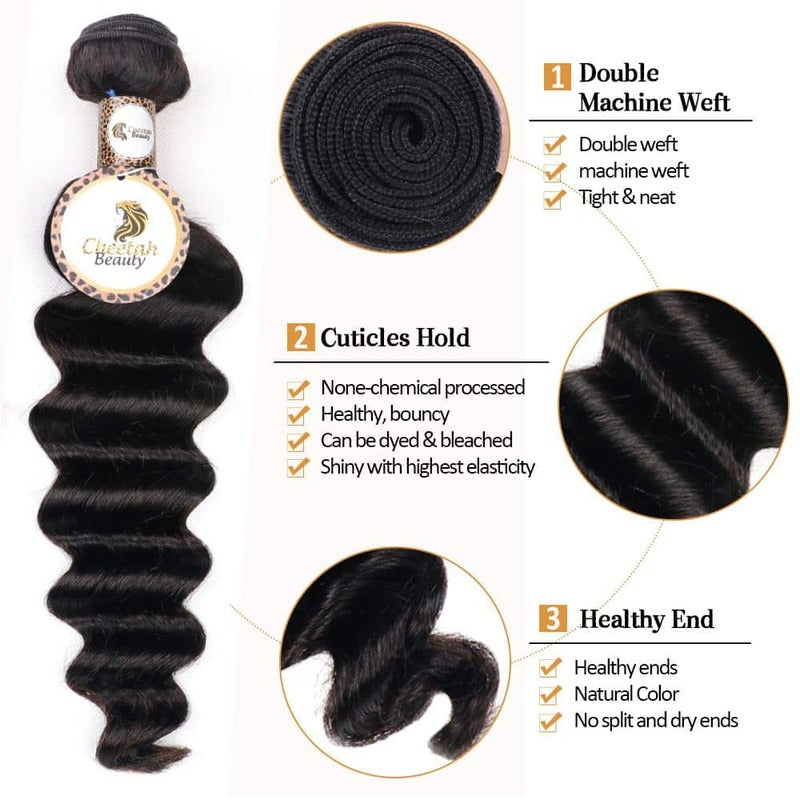 Loose Deep Bundles With 13x4 Lace Frontal 10A Human Hair Extension