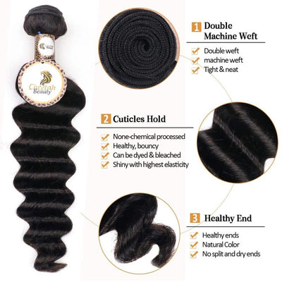 Loose Deep Bundles With 360 Lace Frontal 10A Virgin Human Hair Extension