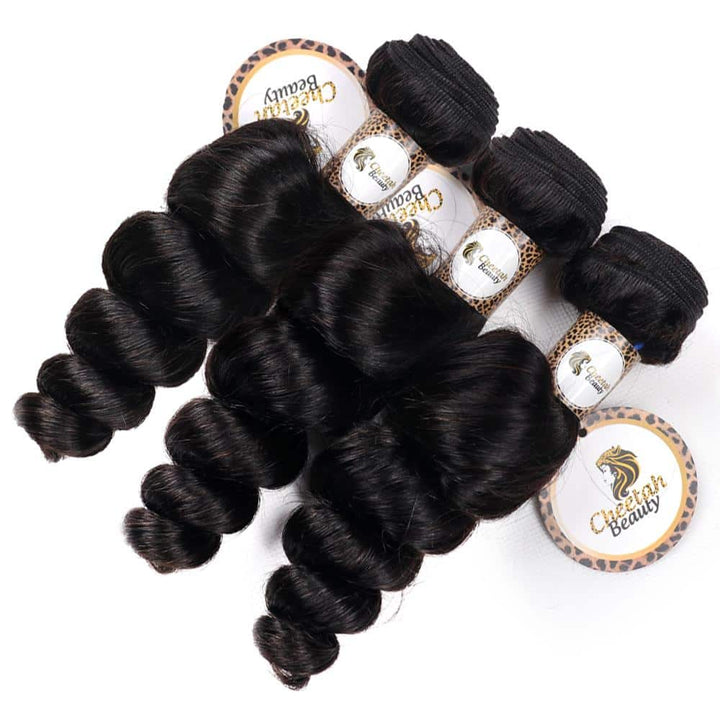 10A Loose Wave 4pcs Bundles with 13x4 Lace Frontal CheetahBeauty 100% Virgin Human Hair 