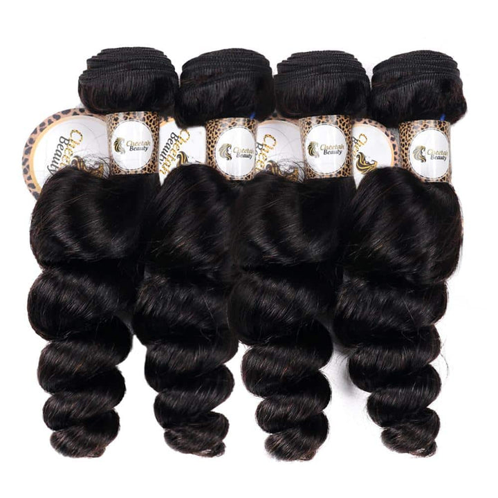 10A Loose Wave 4pcs Bundles with 13x4 Lace Frontal CheetahBeauty 100% Virgin Human Hair 