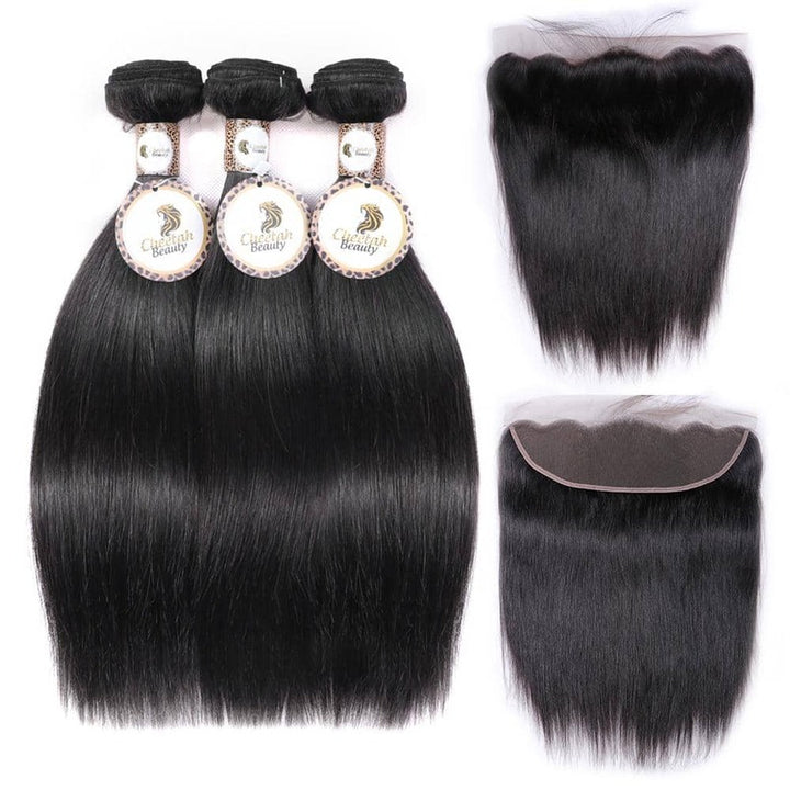 Straight Bundles with 13x4 Lace Frontal 10A Virgin Human Hair Extension