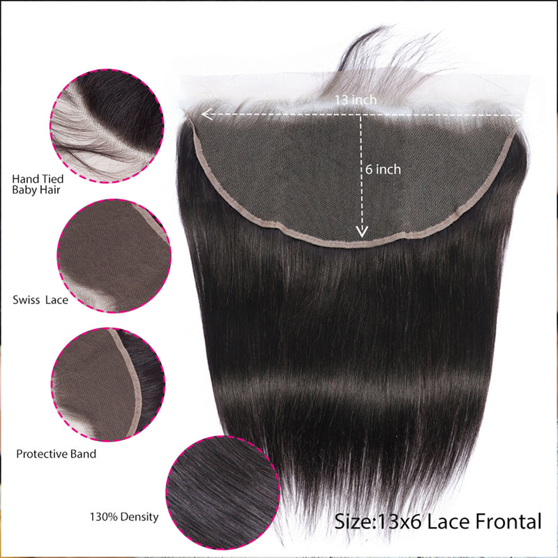 Straight Bundles With 13x6 Lace Frontal 10A Virgin Human Hair Extension