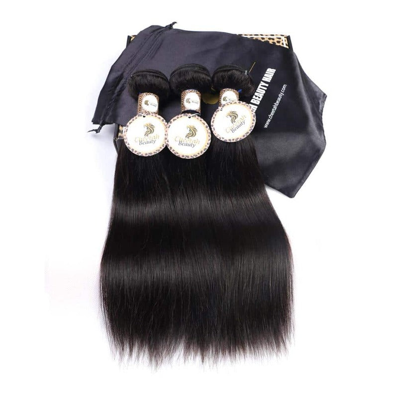 Straight Bundles With 360 Lace Frontal 100% 10A Human Hair Extension