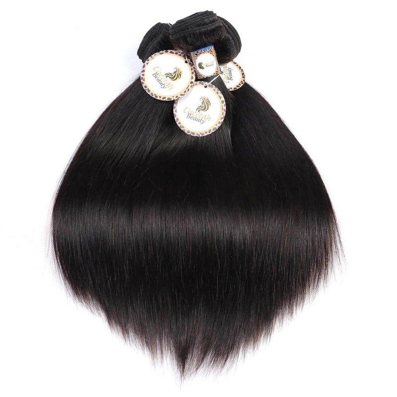 Straight Bundles with 4x4 Lace Closure 100% 10A Human Hair Extension
