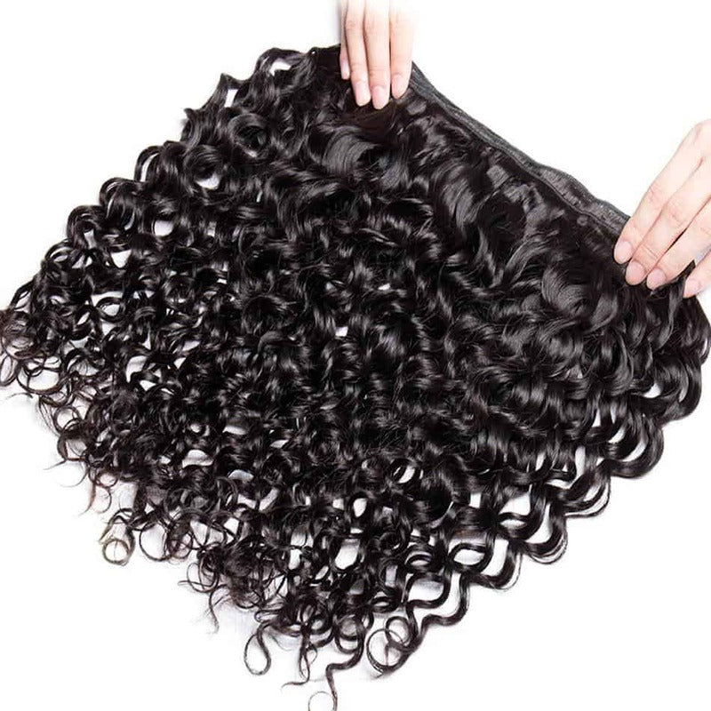 Water Wave Bundles With 13x4 Lace Frontal 10A Virgin Human Hair Extension