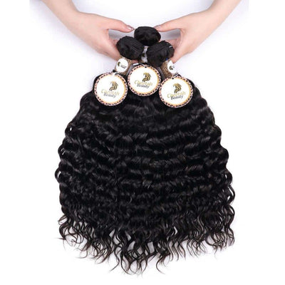 Water Wave Bundles with 4x4 Lace Closure 10A Virgin Human Hair Extension