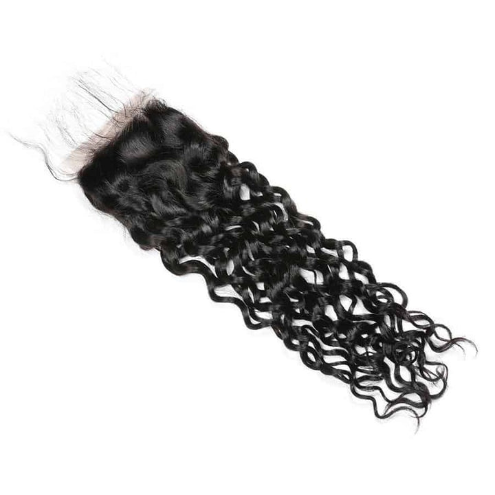 Water Wave Bundles with 4x4 Lace Closure 10A Virgin Human Hair Extension