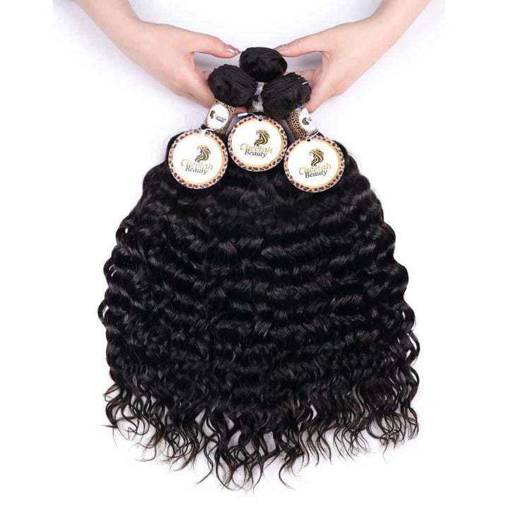 10A Water Wave 4pcs Bundles With 13x4 Lace Frontal CheetahBeauty 100% Brazilian Virgin Human Hair 