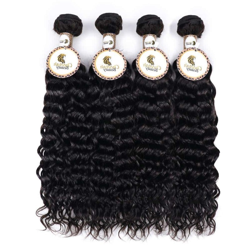 Water Wave Bundles With 13x6 Lace Frontal 10A Virgin Human Hair Extension