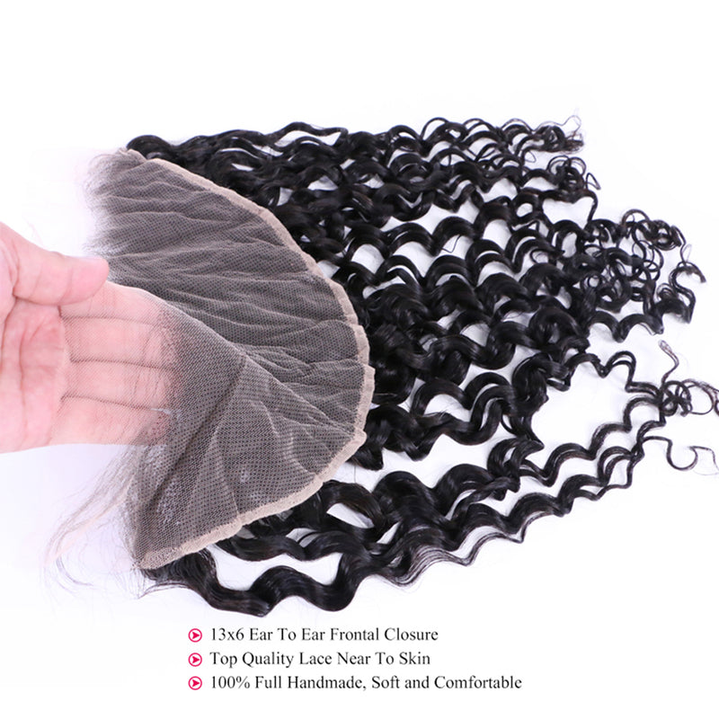 Water Wave Bundles With 13x6 Lace Frontal 10A Virgin Human Hair Extension