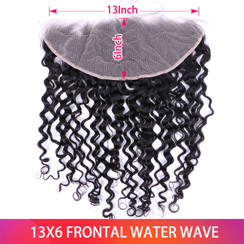 Water Wave Bundles With 13x6 Lace Frontal 10A Virgin Human Hair Extension