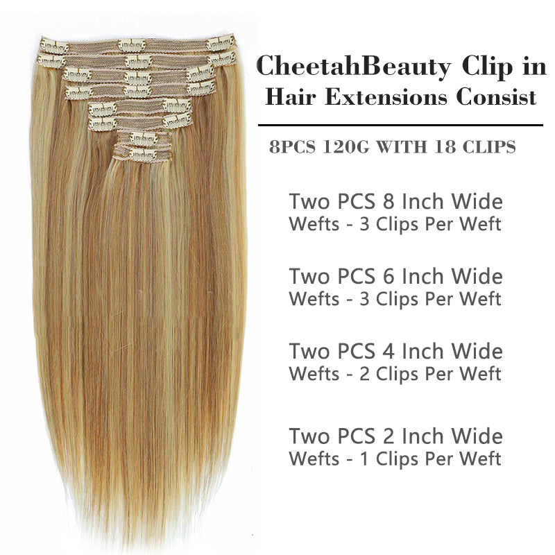 #27/613 BLONDE CLASSIC CLIP-INS 8 Pcs with 18 Clips (120G)