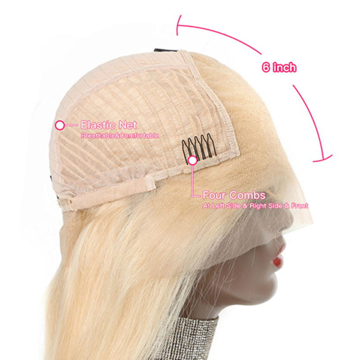 Ash Blonde Highlight  13x6 Lace Front Wigs Straight Human Hair Wigs