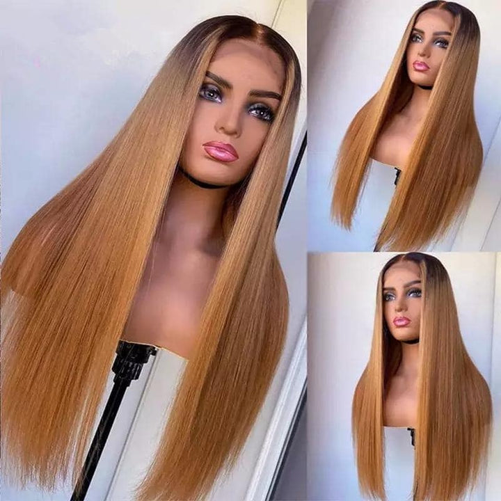 T1B/27 Ombre Straight HD Transparent Lace Wig 100% Virgin Human Hair