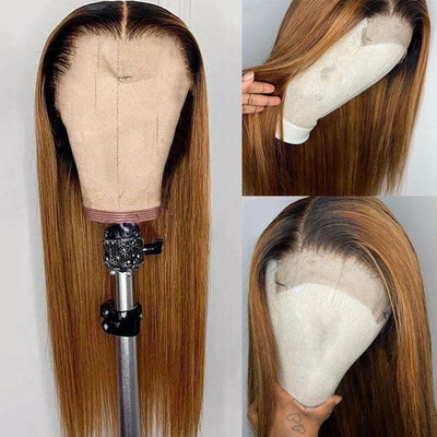 T1B/27 Ombre Straight HD Transparent Lace Wig 100% Virgin Human Hair