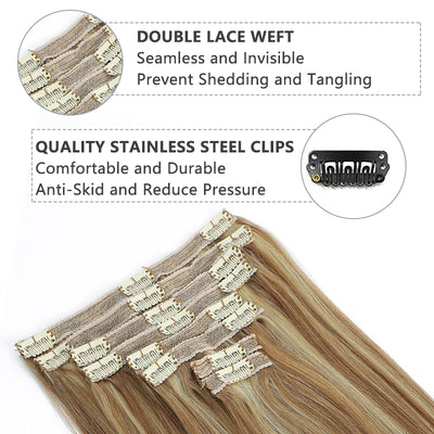 #6/613 BLONDE CLASSIC CLIP-INS 8 Pcs with 18 Clips (120G)