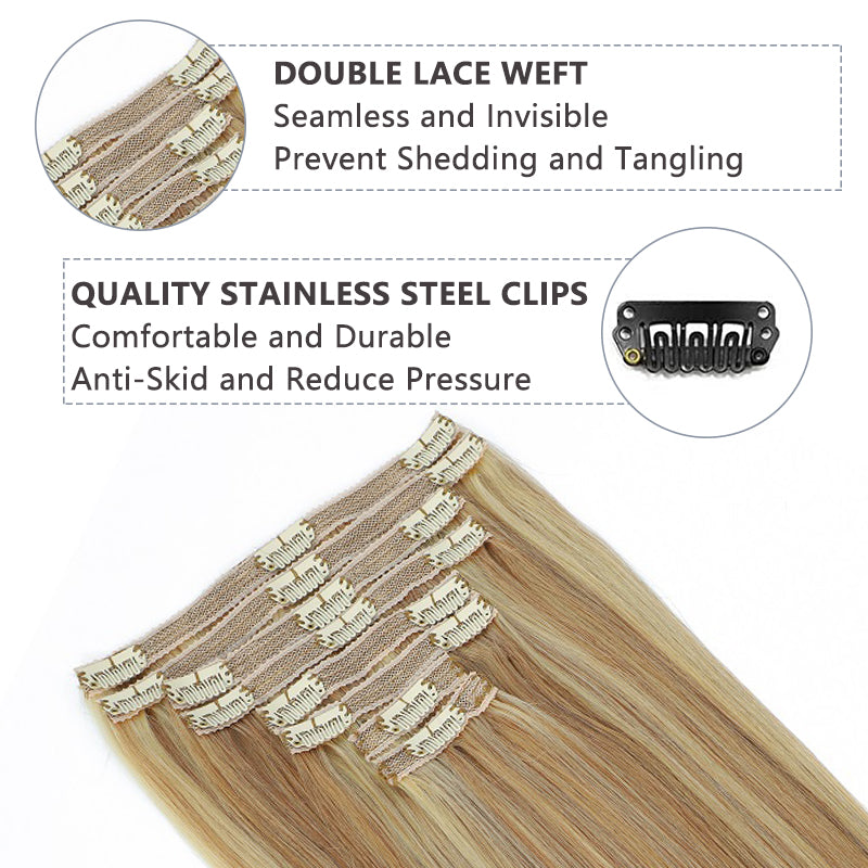 #27/613 BLONDE CLASSIC CLIP-INS 8 Pcs with 18 Clips (120G)
