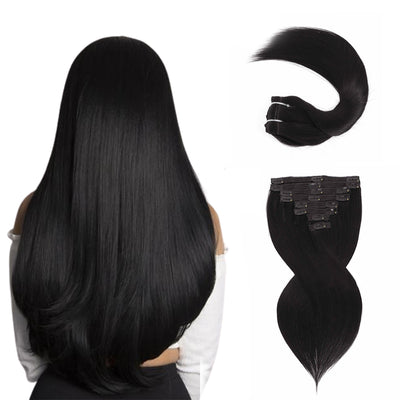 NATURAL BLACK #1B CLASSIC CLIP-INS 8 Pcs with 18 Clips (120G)