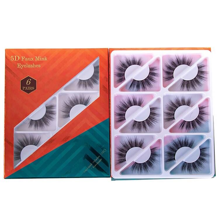 CheetahBeauty 6 Pairs 5D Mink Faux False Eyelashes Fake Lashes