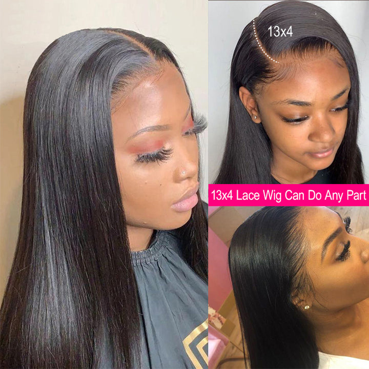 Straight 13x4 HD Transparent Lace Front Wig 100% Vigin Human Hair